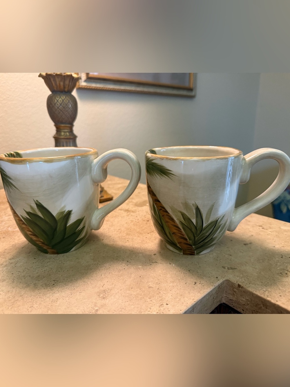 Vintage Tabletops Unlimited "Kona" Palm Tree Mugs - Set of 2